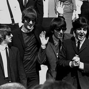 The Beatles arriving in Los Angeles 1964 Modern silver gelatin 11x14 matted on 16x20 board signed 600  1978 Bud Gray MPTV