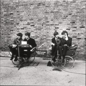 Still of Paul McCartney, John Lennon, George Harrison and Ringo Starr in A Hard Day's Night (1964)