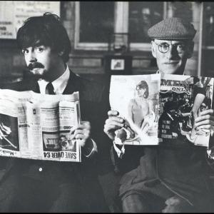 Still of Paul McCartney and Wilfrid Brambell in A Hard Days Night 1964