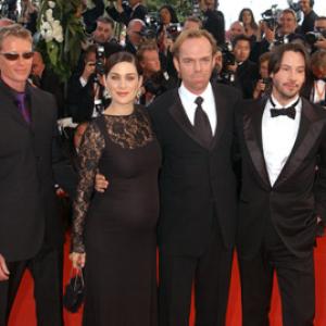 Keanu Reeves, Carrie-Anne Moss, Hugo Weaving and Adrian Rayment at event of Matrica: Perkrauta (2003)
