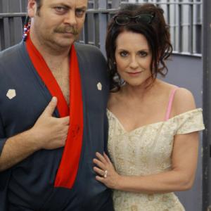 Still of Megan Mullally and Nick Offerman in Parks and Recreation 2009