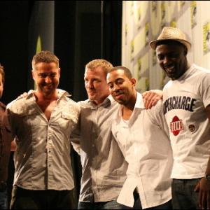 Jeremy Piven, Guy Ritchie, Gerard Butler, Idris Elba and Ludacris at event of RocknRolla (2008)