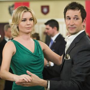 Still of Noah Wyle and Rebecca Romijn in The Librarians (2014)