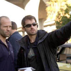 Jason Statham with co-writer/director Mark Neveldine on the set of CRANK.