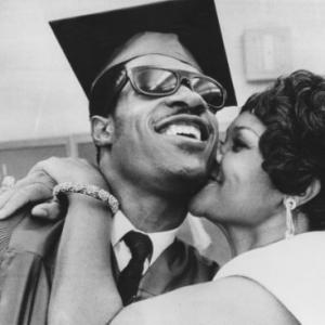 Stevie Wonder with his mother after graduating from the Michigan School for the Blind 6111969