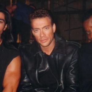 Jay Tavare, Jean-Claude Van Damme and Grand L. Bush take a break during filming of a music video [