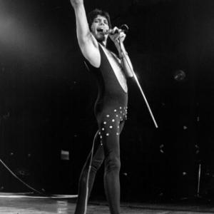 Queen's Freddie Mercury performing