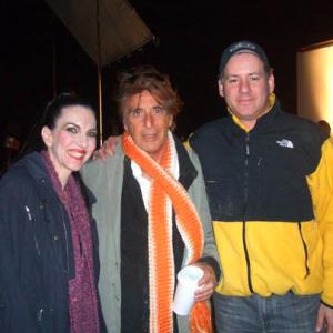 Michael Feifer Caia Coley and Al Pacino on set of Wilde Salome