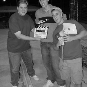 Jason M. Allentoff with best boy Tim Kelly and 1st A.D. Adam Levine on the set of Never Among Friends (2003)
