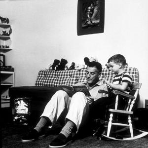 Stanley Kramer and his son at home in Los Angeles, CA, 1954.