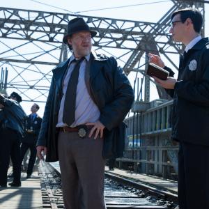 Still of Donal Logue and Cory Michael Smith in Gotham 2014