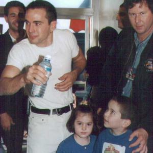 Ronnie Hadar and Jason Frank The White Ranger during a European Tour of The Mighty Morphin Power Rangers May 1996