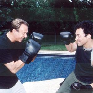 Aleks Paunovic and Sam Neill doing a little sparring on the set of Framed