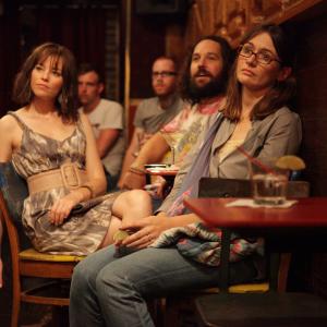 Still of Elizabeth Banks Emily Mortimer and Paul Rudd in Our Idiot Brother 2011