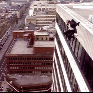 Marc Cass and Tom Lucy performing a DOUBLE 100 FOOT HIGH FALL off the top of the Ramada Hotel in Manchester for the Bafta Award Winning Episode of 'CRACKER' starring Robbie Coltrane. Without a doubt one of the most dangerous stunts I have ever performed in my career.