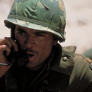 Jsu Garcia as Captain Nadal contacts artillery to rain some fire on the enemy in We Were Soldiers