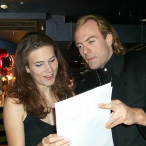 Trygve Lode reviewing dialogue with Cathryn Farnsworth