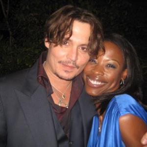 Karimah Westbrook and Johnny Depp at The Rum Diary premiere