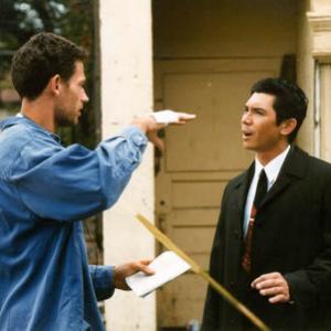 Writer/Director Scott Wiper and Lou Diamond Phillips on the set of A Better Way To Die.