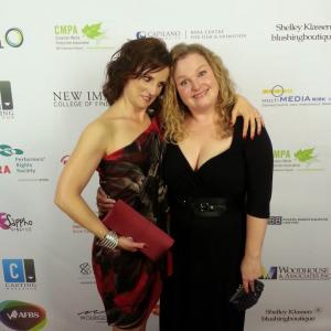 Enid-Raye Adams with Elizabeth Bowen and her cleavage at the 2013 UBCP/Actra Awards.