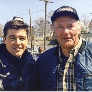 Kyle Chandler & Stan Adams on location outside of Chicago for an episode of 