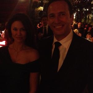 Seen with AMC president, Charlie Collier,on Emmy night after his win for Breaking Bad.