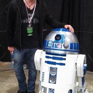 Johnny Alonso w R2-D2 from the Star Wars series at Awesome Con Washington DC 2014