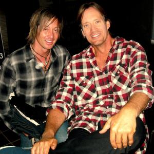 Actors Johnny Alonso & Kevin Sorbo on the set of 