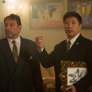 Still of Mike Altmann and David Yu in Exodus to Shanghai (2015)