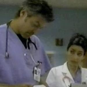 Alice Amter George Clooney on the set of ER