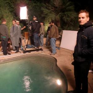 Director Casper Andreas with cast and crew on the set of Going Down in LALA Land 2011