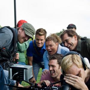 Director Casper Andreas watching the playback of a scene together with cast and crew on the set of Violet Tendencies 2010