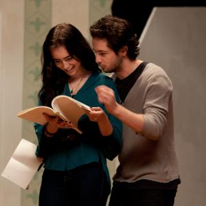 Still of Michael Angarano and Lily Collins in The English Teacher 2013