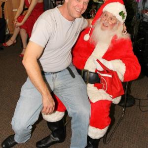 Chriss Anglin and Santa supporting the troops at LAX USO