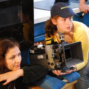 with director Jessica Phillips on the set of Flicker