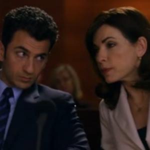 Still of Michael Aronov as Danny Lambros opposite Julianna Margulies in THE GOOD WIFE