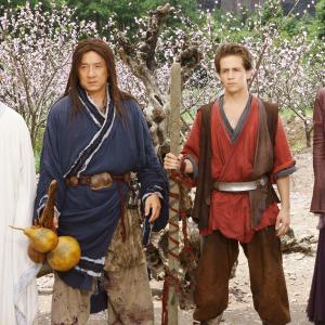 Still of Jackie Chan Jet Li Michael Angarano and Yifei Liu in The Forbidden Kingdom 2008