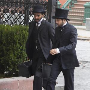 Still of Michael Angarano and André Holland in The Knick (2014)