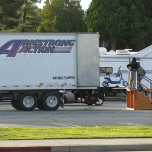 Armstrong Action 48 Foot Trailer 1 on location on The Green Hornet
