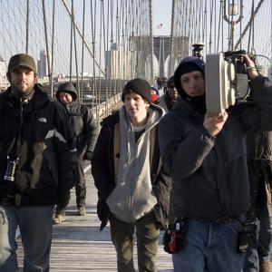 Director Kevin Asch and star Jesse Eisenberg on the set of 
