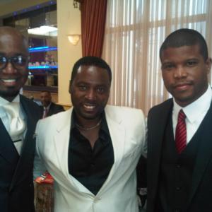 Jonathan Slocumb left Matty Rich middle with Sharif Atkins at the Gospel Goes to Hollywood Luncheon PreOscars 2012