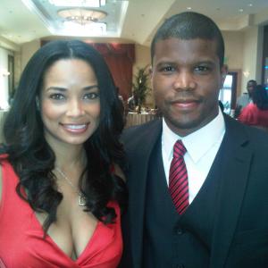 Sharif Atkins with Rochelle Aytes at the Gospel Goes to Hollywood luncheon Pre Oscars 2012