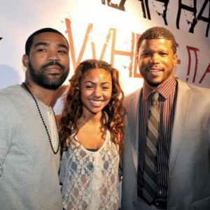 Sharif Atkins actress Chelsea Tavares and recording artist TD at Lalah Hathaways Where it All Begins 2011 album release party