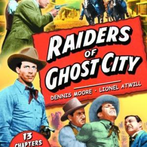 Lionel Atwill, Robert Barron, Virginia Christine, Jack Ingram and Dennis Moore in Raiders of Ghost City (1944)