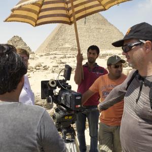 Alexandre Avancini filming on the Pyramids of Giza, Egypt, Africa, for Jose do Egito (TV series 2013).