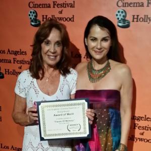 Los Angeles Cinema Film Festival AWARD OF MERIT 2014 for short film Traces of Memory starring and produced by Maray Ayres and featuring Daniela Torchia
