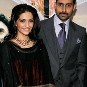 Abhishek Bachchan and Sonam Kapoor at event of Delhi-6 (2009)