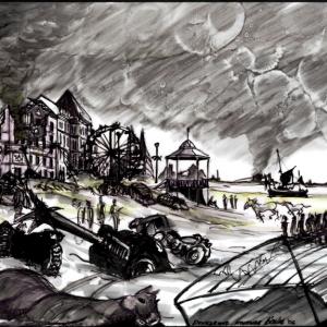 Production Sketch for Dunkerque 1940  ATONEMENT  Built and shot on Redcar seafront