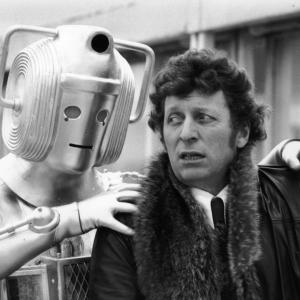 Dr Who (Tom Baker) meets one of the monsters from his new series.
