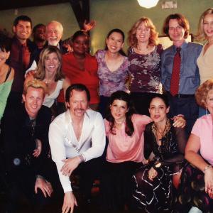 Dawn Balkin with other cast members on the set of Marilyn Hotchkiss' Ballroom Dancing & Charm School.
